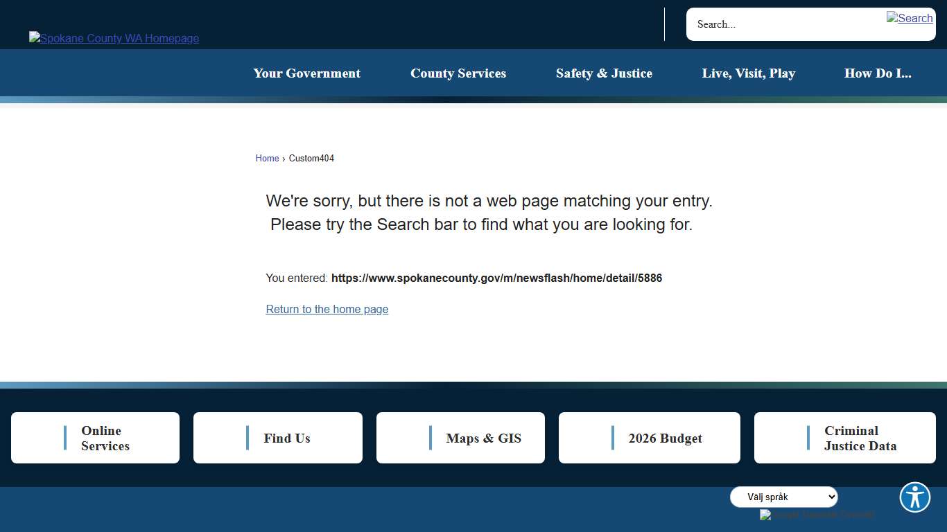 Custom404 • Spokane County, WA • CivicEngage